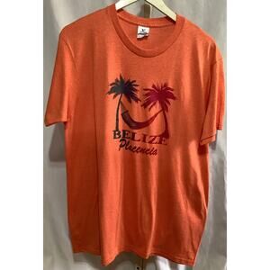 Vintage Belize Placencia Graphic T Shirt Orange Yazbek Adult Size XL
